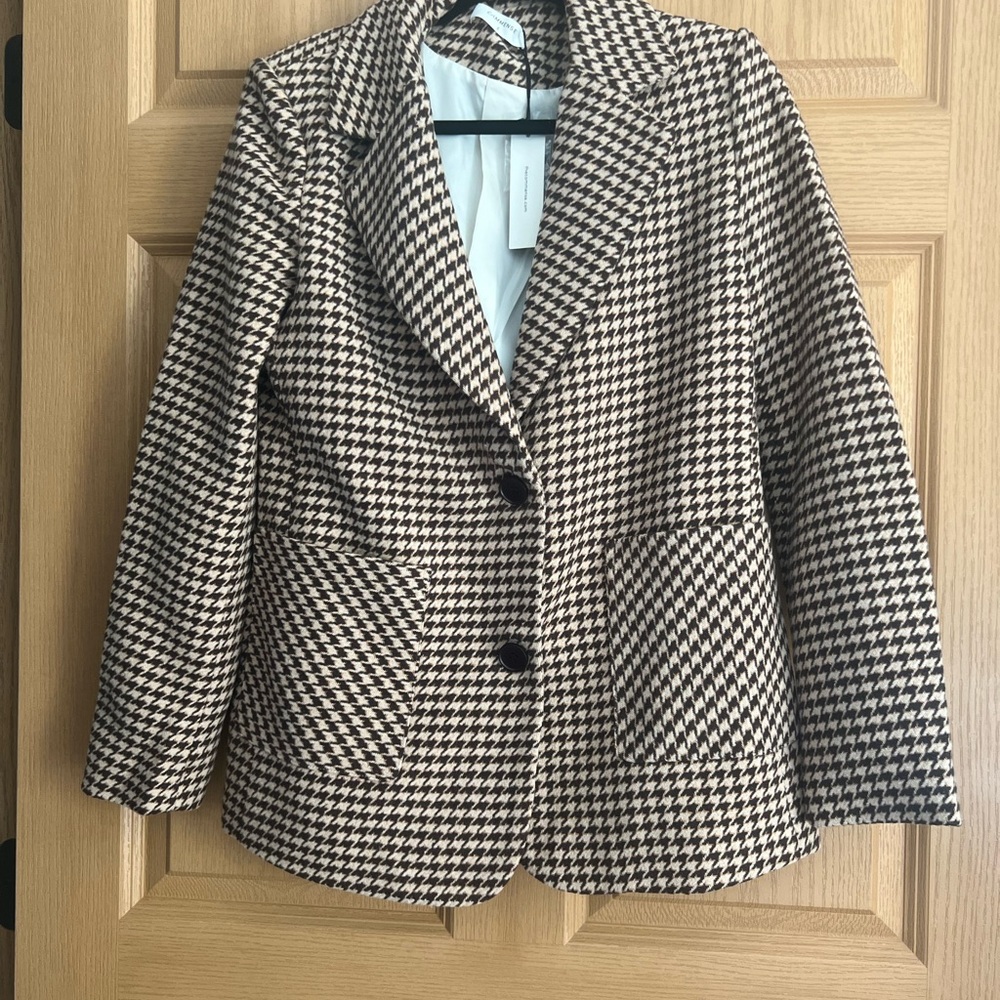 Commense Brown Tones Houndstooth Jacket Blazer NWT - image 3